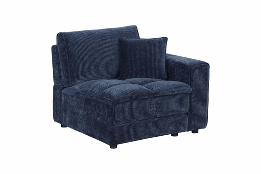 Atlantic Corduroy Upholstered RAF Arm Chair Blue 551824RAF
