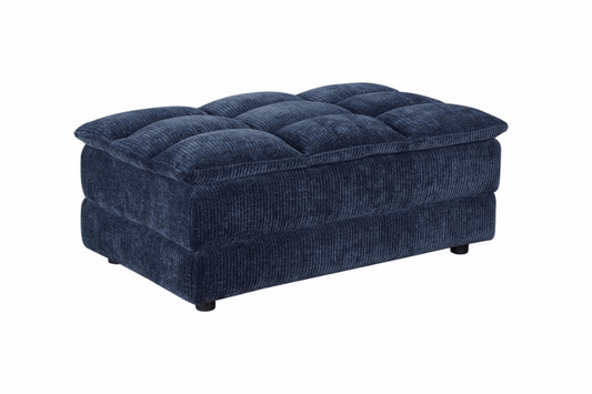 Atlantic Corduroy Upholstered Rectangular Ottoman Blue 551823