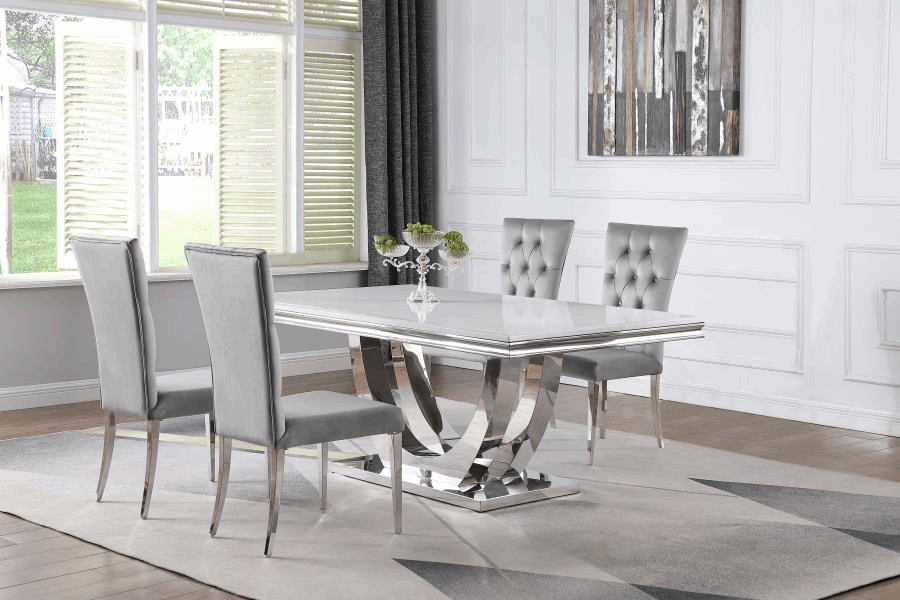 Kerwin 5-piece Rectangular Dining Table Set Grey and Chrome 111101-S5G