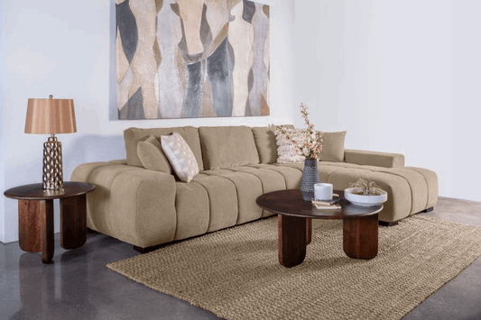 Octavia Upholstered Sectional Chaise Sofa Camel 509961