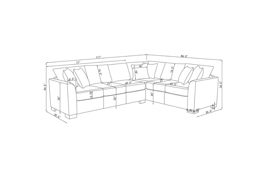 Ashford Chenille Upholstered Sleeper Sectional Sofa Greige 500818