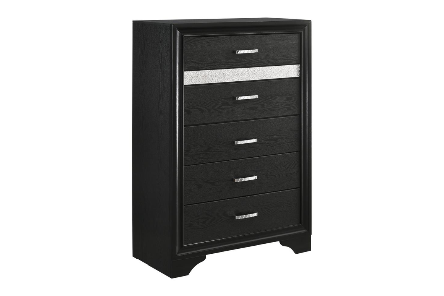 Juego de dormitorio de 5 piezas Miranda Twin en color negro 206361T-S5