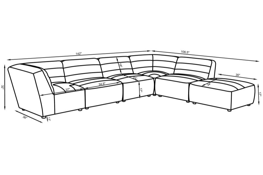 Sunny 6-piece Upholstered Modular Sectional Sofa Natural 551621-SET