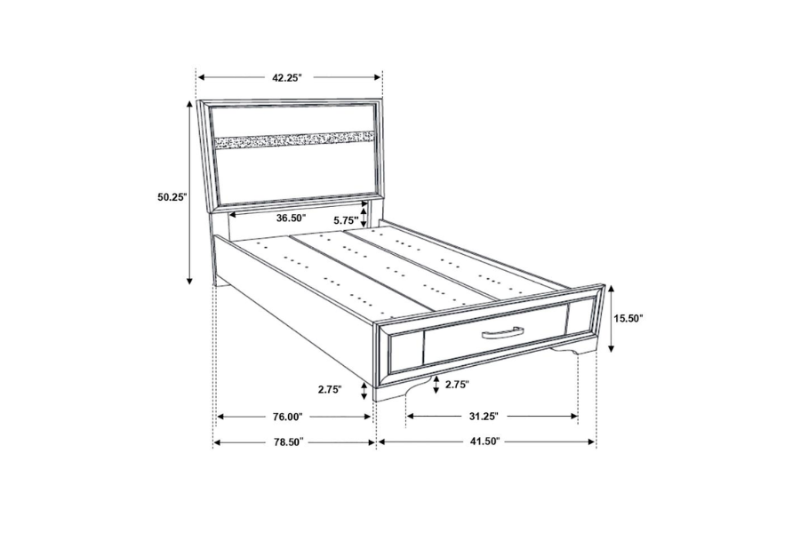 Juego de dormitorio de 4 piezas Miranda Twin en color negro 206361T-S4