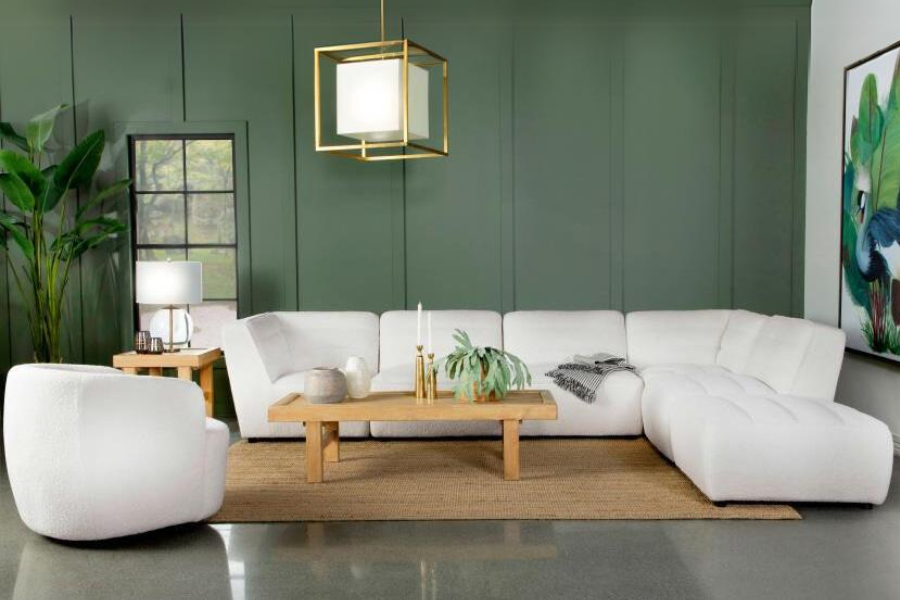 Sunny 6-piece Upholstered Modular Sectional Sofa Natural 551621-SET