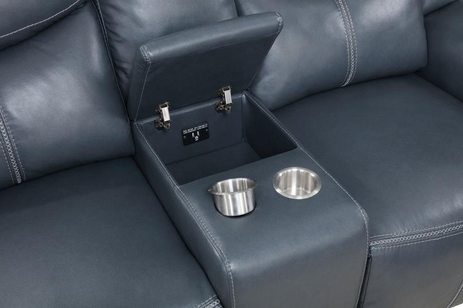 Conjunto de sofá reclinable tapizado de 3 piezas Sloane azul 610271-S3
