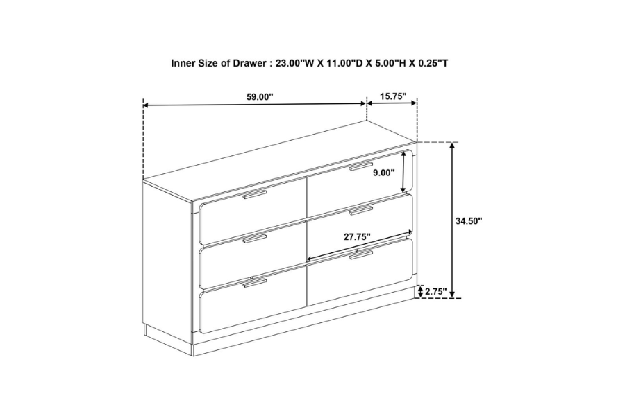 Juego de dormitorio Queen de 4 piezas Caraway blanco 224771Q-S4