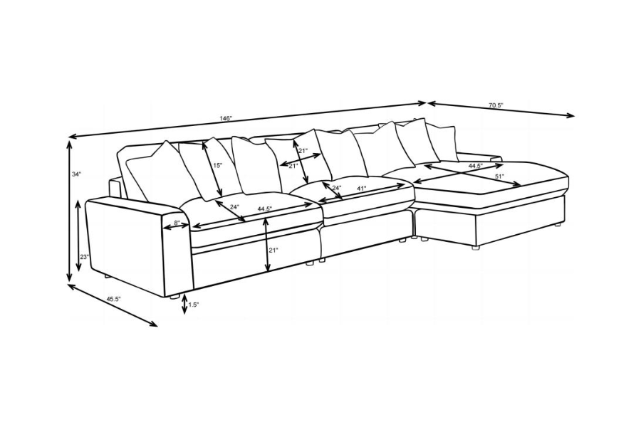 Sofá chaise longue reversible tapizado Blaine en color arena 509899-SET