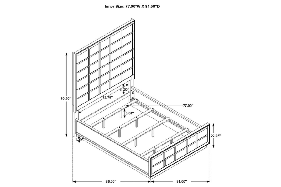 Juego de dormitorio Durango Eastern King de 5 piezas, color pimienta ahumada 223261KE-S5