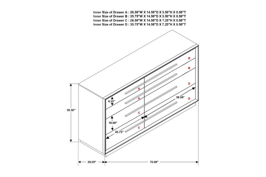 Juego de dormitorio Durango Eastern King de 4 piezas, color pimienta ahumada 223261KE-S4