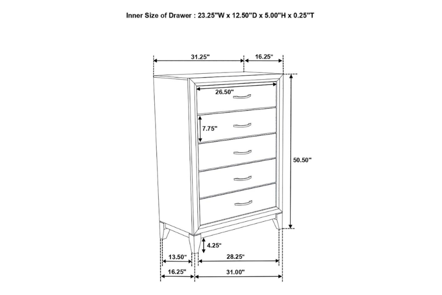 Juego de dormitorio Watson Queen de 5 piezas en roble gris 212421Q-S5