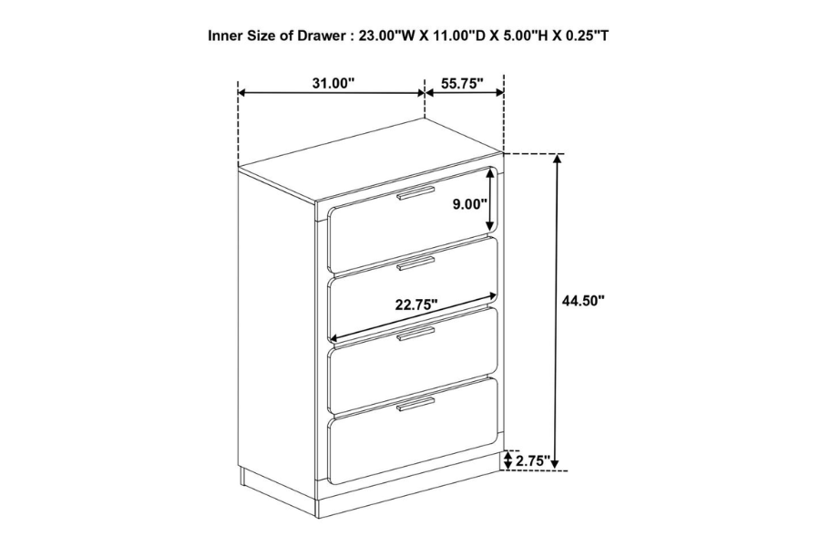 Juego de dormitorio Queen de 5 piezas Caraway blanco 224771Q-S5