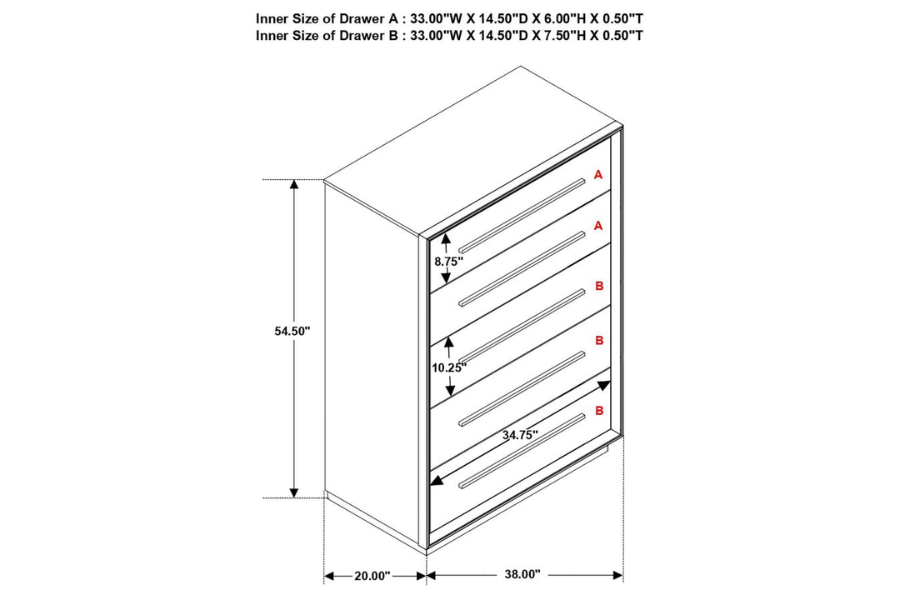 Juego de dormitorio Durango de 5 piezas tamaño Queen en color pimienta ahumada 223261Q-S5