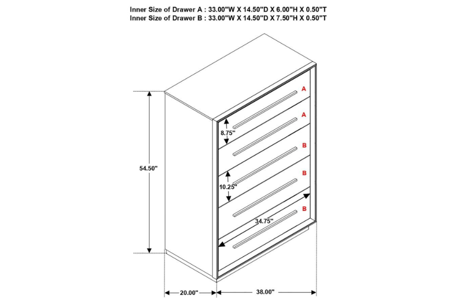 Juego de dormitorio Durango Eastern King de 5 piezas, color pimienta ahumada 223261KE-S5