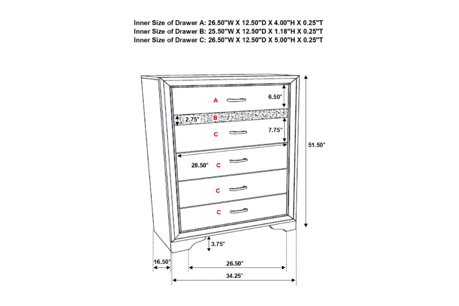 Juego de dormitorio completo de 5 piezas Miranda blanco 205111F-S5