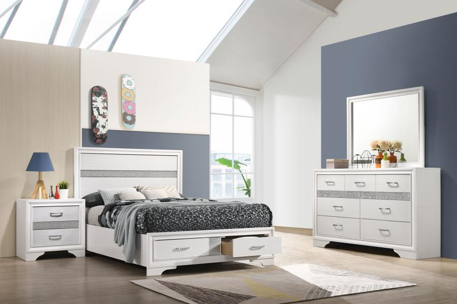 Juego de dormitorio completo de 5 piezas Miranda blanco 205111F-S5