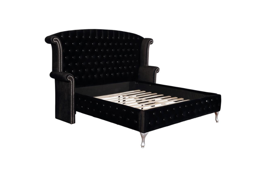 Deanna Upholstered Eastern King Wingback Bed Black 206101KE