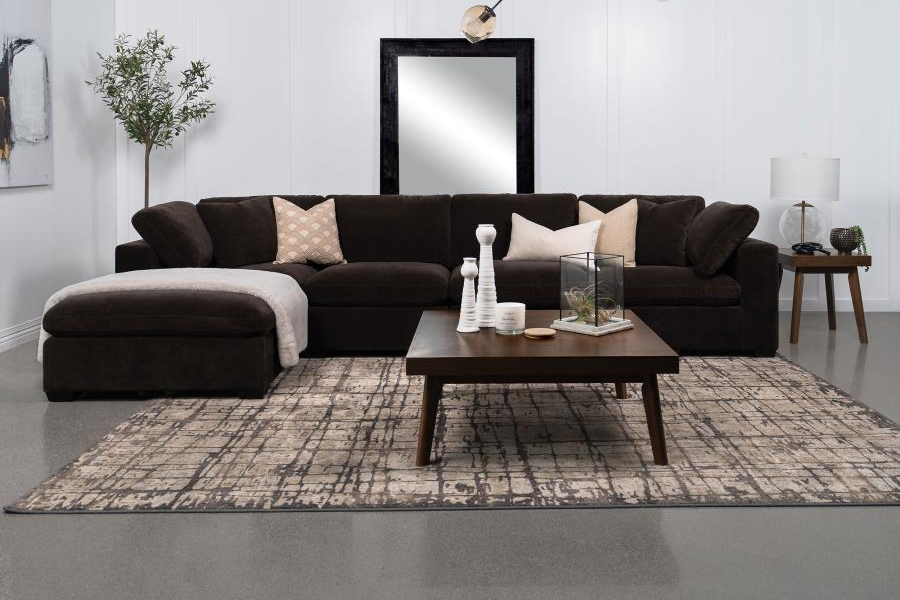 Seccional modular tapizado de 6 piezas Lakeview en color chocolate 551464-SET