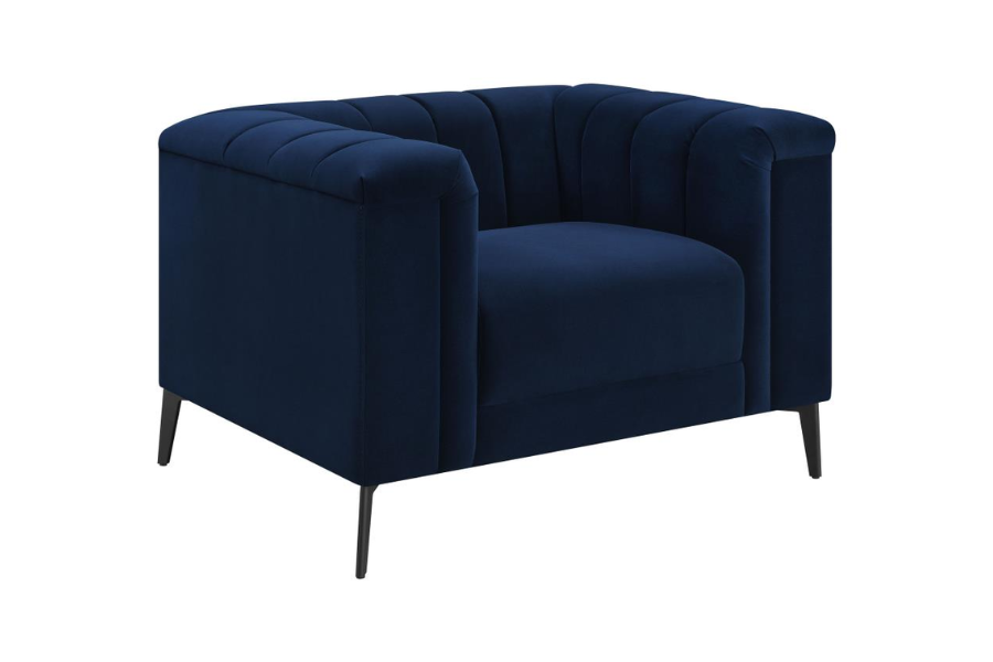 Chalet Upholstered Tuxedo Arm Tufted Chair Blue 509213