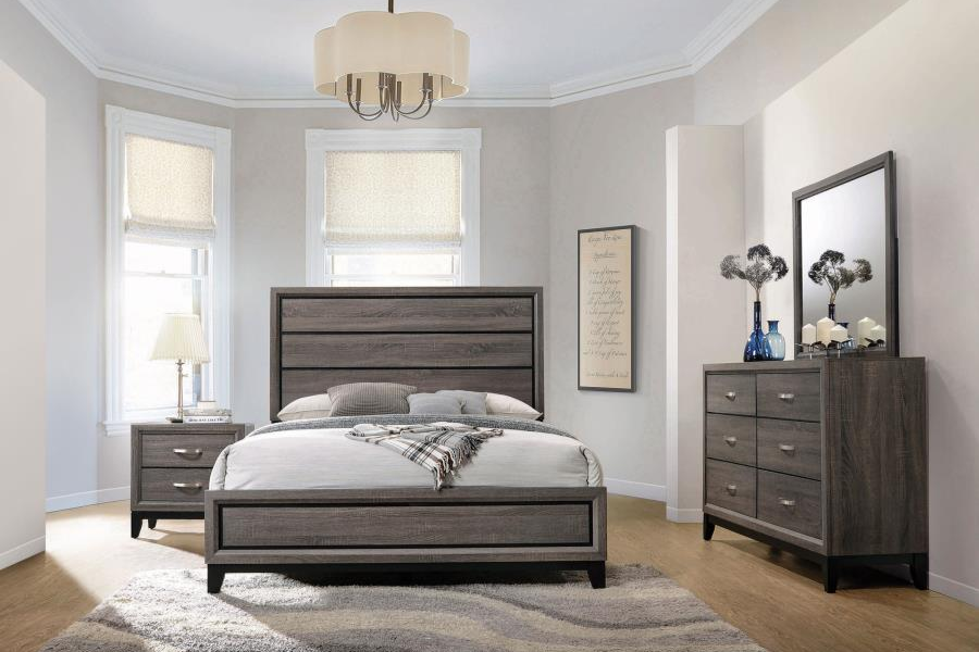Juego de dormitorio Watson Queen de 4 piezas en roble gris 212421Q-S4