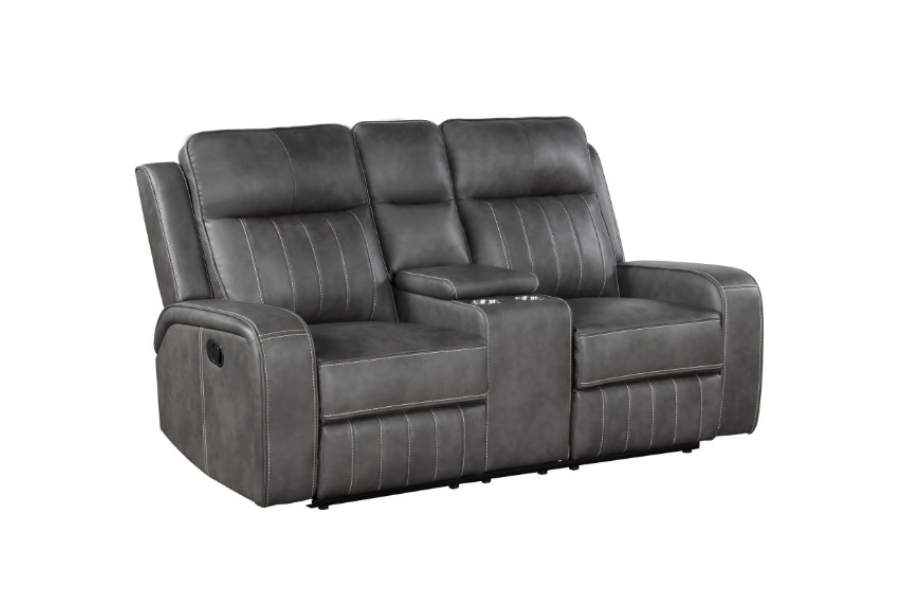 Raelynn Upholstered Track Arm Motion Loveseat Grey 603192