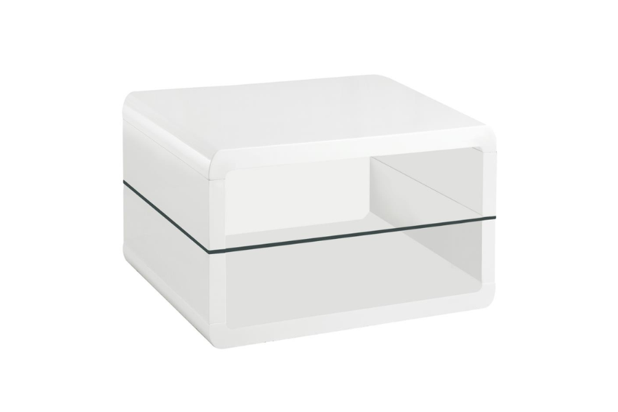 Elana 1-shelf Rectangular Side End Table White High Gloss 703267