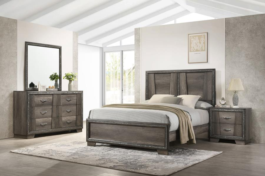 Juego de dormitorio Janine Eastern King de 4 piezas en gris 223551KE-S4 Próximamente