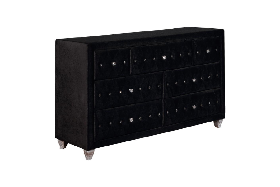 Deanna 7-drawer Upholstered Dresser Black 206103