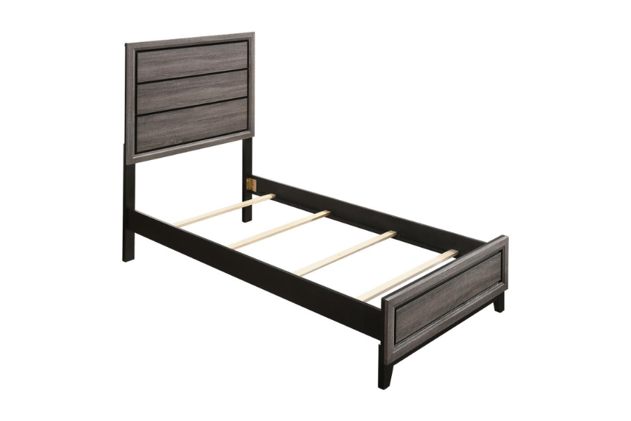 Cama individual con paneles Watson Wood en roble gris 212421T