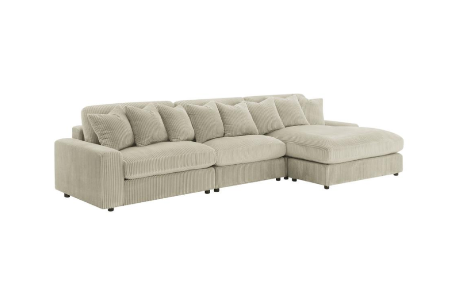 Sofá chaise longue reversible tapizado Blaine en color arena 509899-SET
