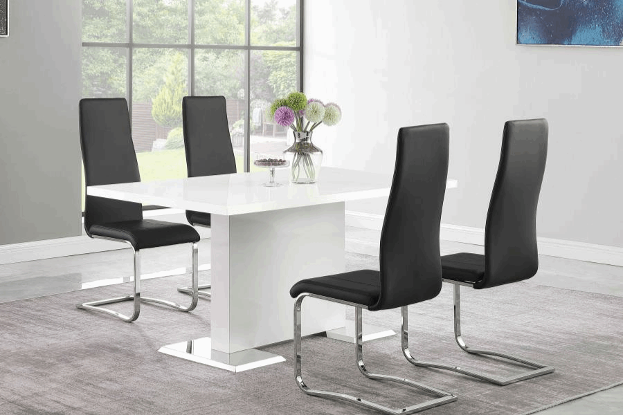 Anges 5-piece Dining Table Set White High Gloss and Grey 102310-S5G
