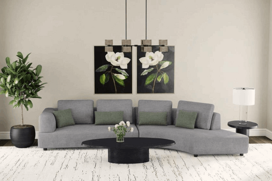 Toscano 134-inch Upholstered Sectional Sofa Grey 504075