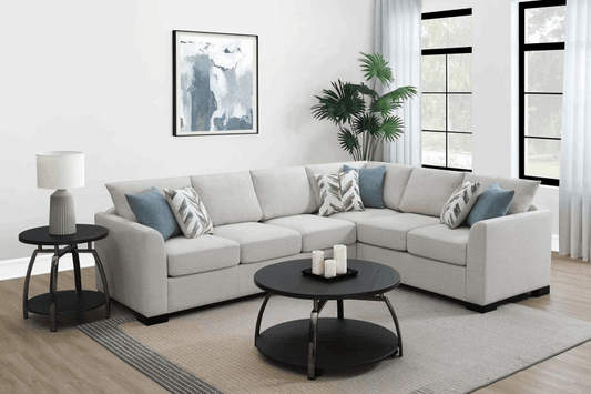 Ashford Chenille Upholstered Sleeper Sectional Sofa Greige 500818