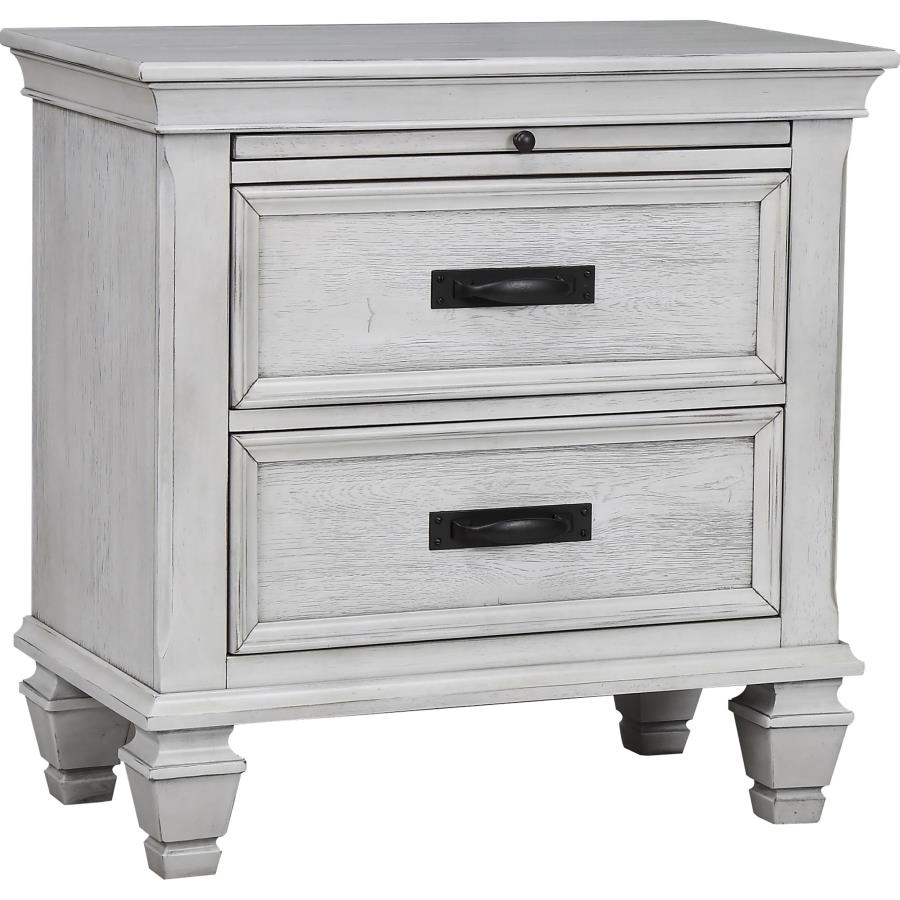 Franco 2-drawer Nightstand Distressed White - 205332
