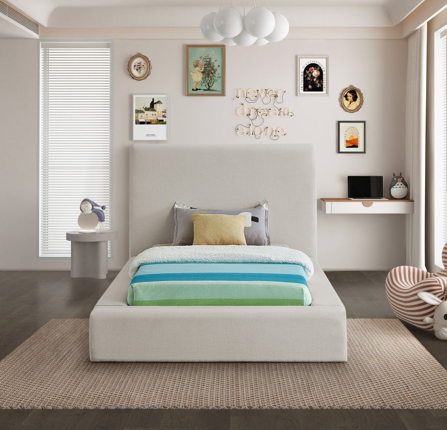 Cama de tela texturizada Devin Linen SKU: DevinBeige-T