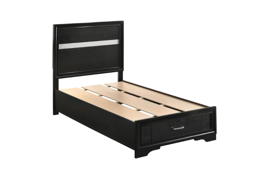 Juego de dormitorio de 4 piezas Miranda Twin en color negro 206361T-S4