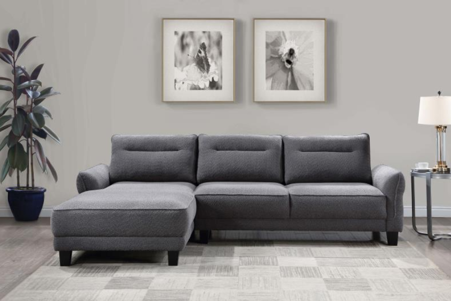 Caspian Upholstered Curved Arm Chaise Sectional Sofa 509540