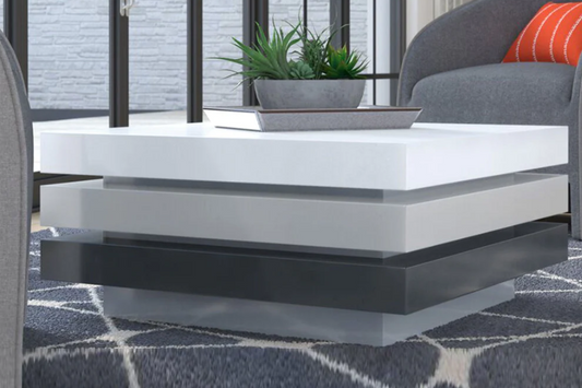 C -637 Glossy White and Gray Swivel Coffee Table C637