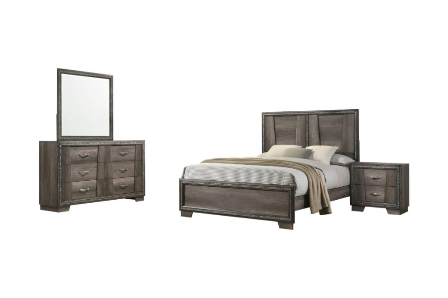 Juego de dormitorio Janine Eastern King de 4 piezas en gris 223551KE-S4 Próximamente