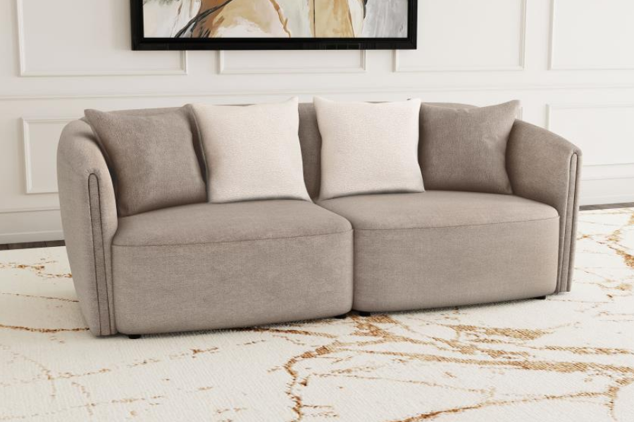 Townsend Chenille Upholstered Rolled Arm Sofa Latte 504754 Comming Soon