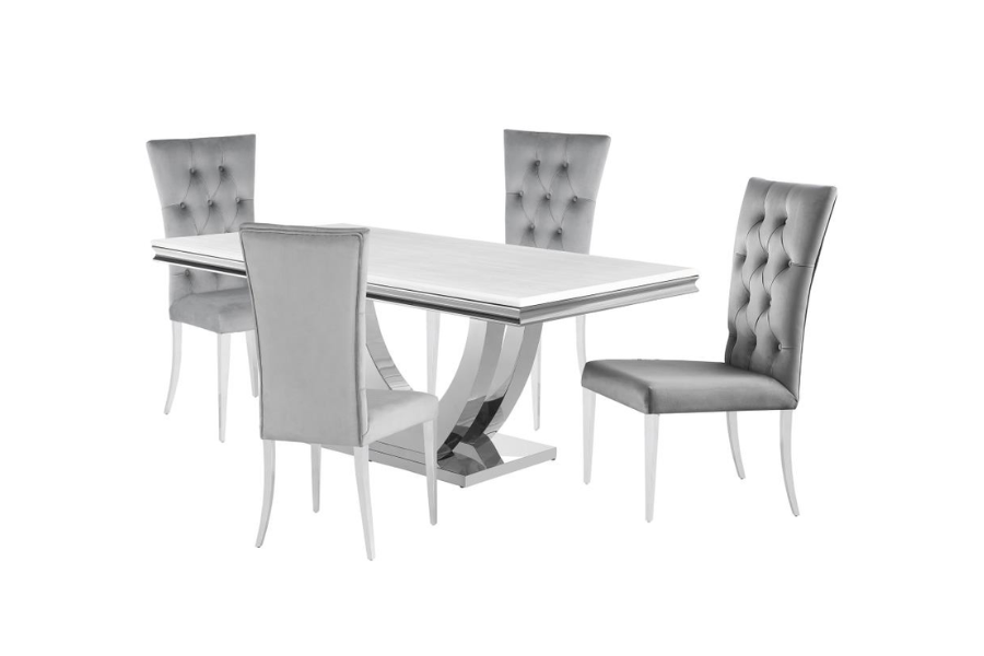 Kerwin 5-piece Rectangular Dining Table Set Grey and Chrome 111101-S5G