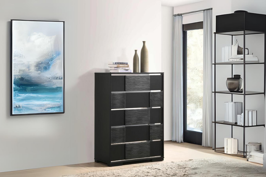 Blacktoft 5-drawer Bedroom Chest Black 207105 Comming Soon