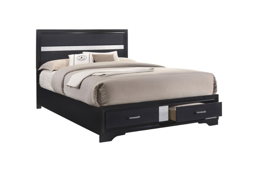 Juego de dormitorio de 4 piezas Miranda Queen en color negro 206361Q-S4