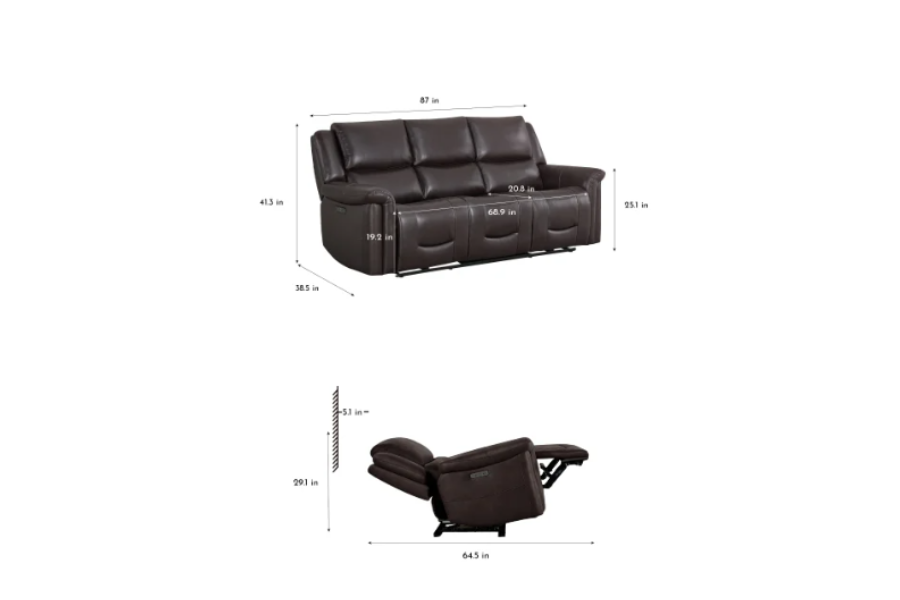 Alba Leather Power Reclining Sofa with Power Headrests FLOOR MODEL