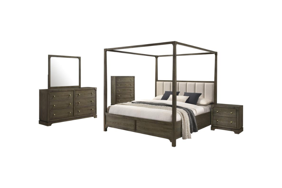 Juego de dormitorio Queen de 4 piezas Gran Park en color cacao oscuro 224931Q-S4 Próximamente