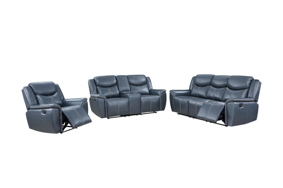Conjunto de sofá reclinable tapizado de 3 piezas Sloane azul 610271-S3