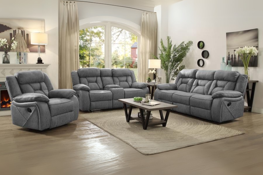 Higgins 3-piece Upholstered Motion Reclining Sofa Set Grey 602261-S3 Comming Soon