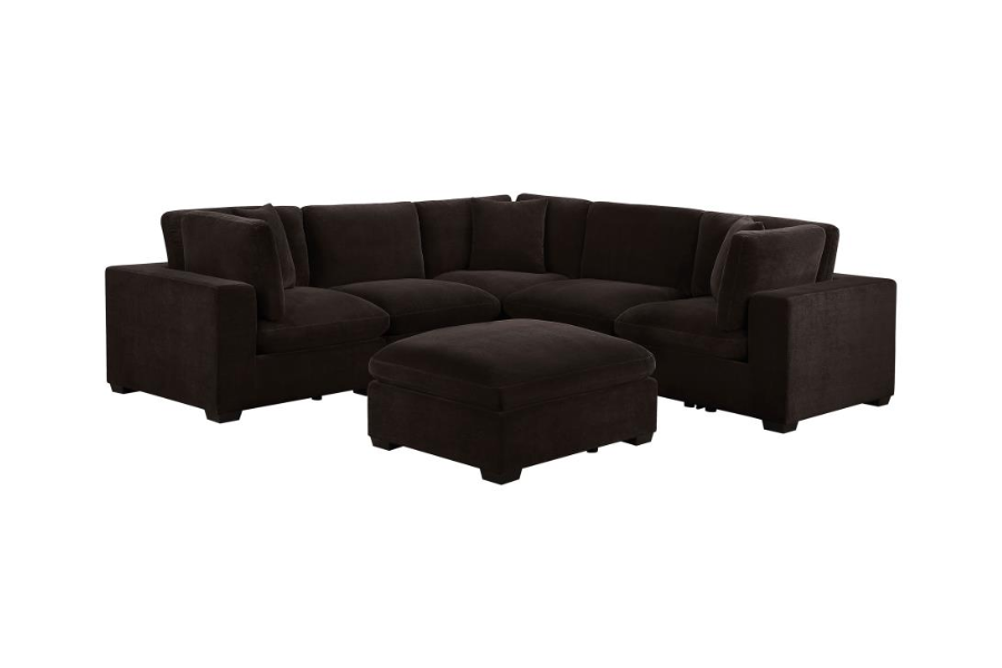 Seccional modular tapizado de 6 piezas Lakeview en color chocolate 551464-SET
