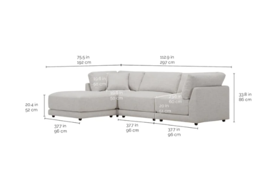 Dayna 4-piece Fabric Modular Sectional Flor Model