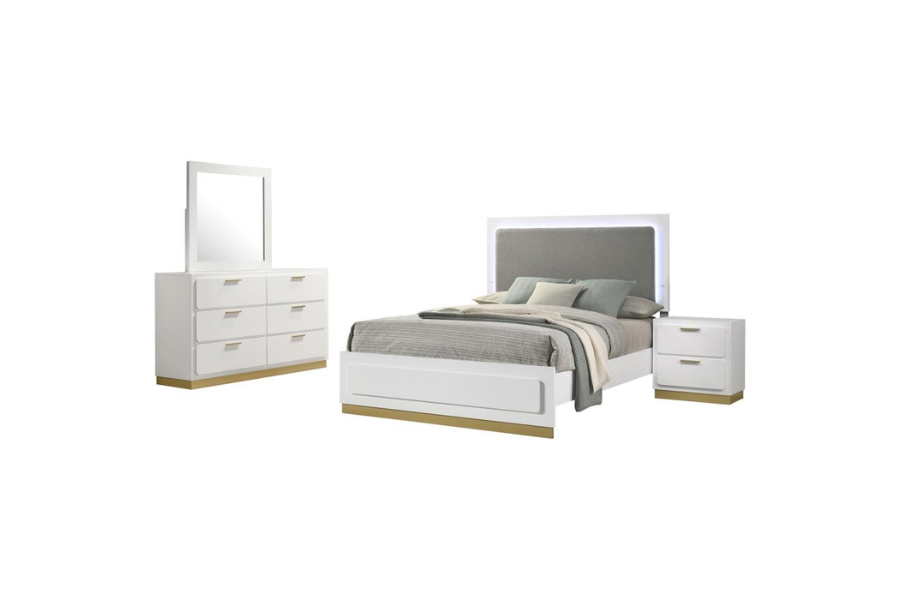 Juego de dormitorio de 4 piezas Caraway Eastern King en color blanco 224771KE-S4